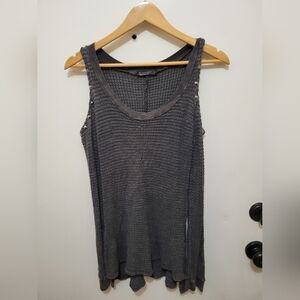 T Party Fashion Charcoal Textured Cold Shoulder Top - Size Large